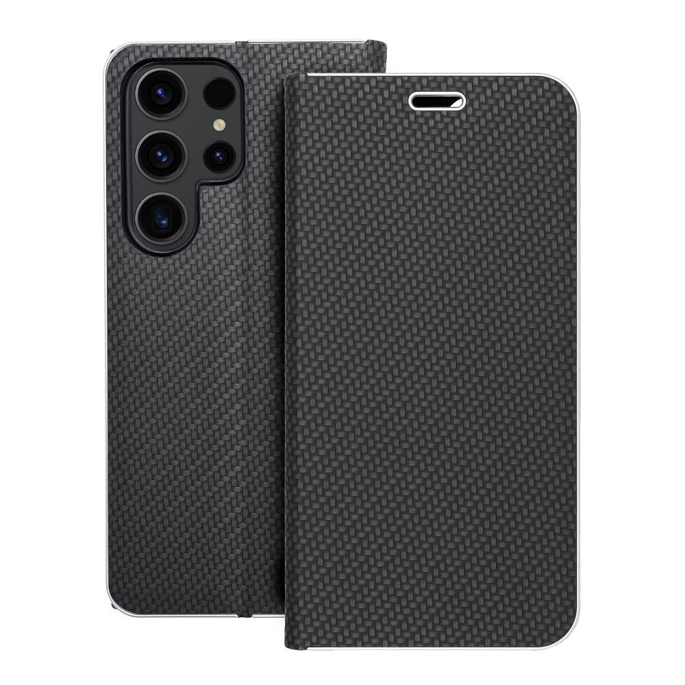 Puzdro LUNA Book Carbon pre SAMSUNG S23 Ultra čierne