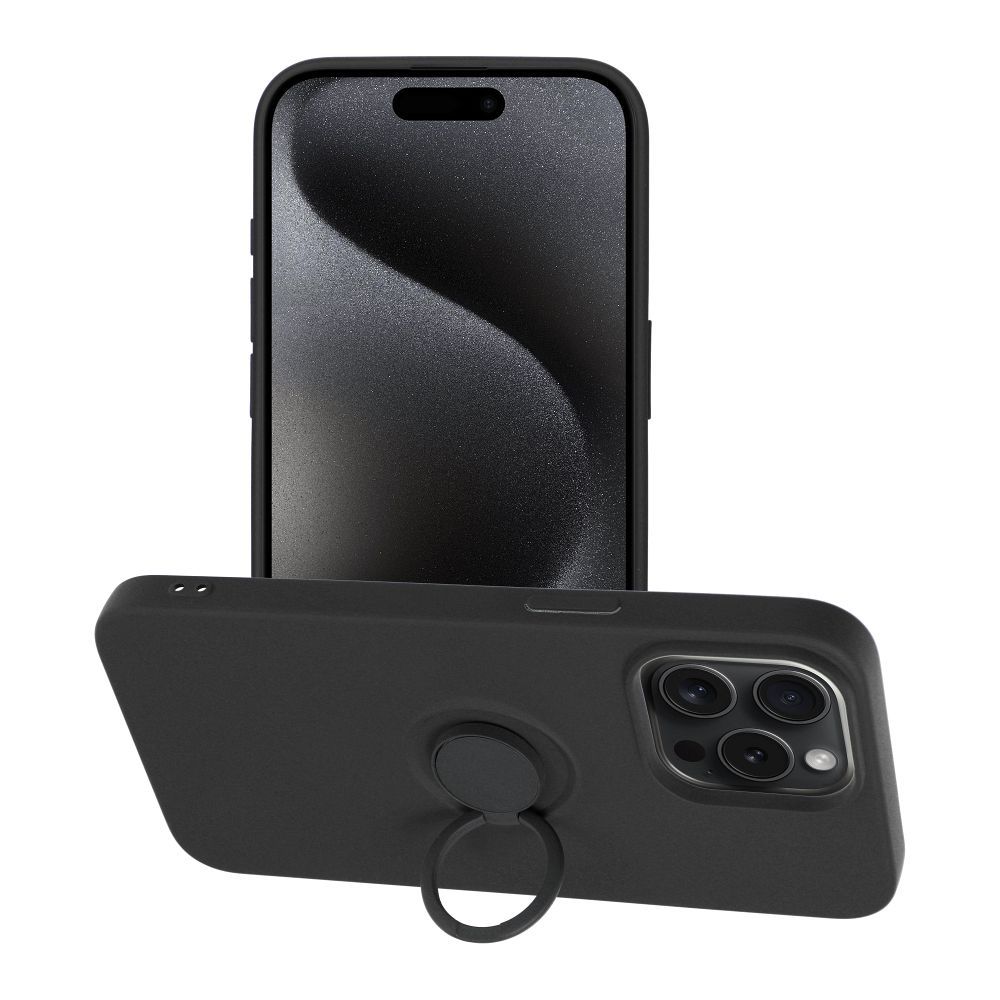 Puzdro SILICONE RING pre IPHONE 15 Pro Max čierne