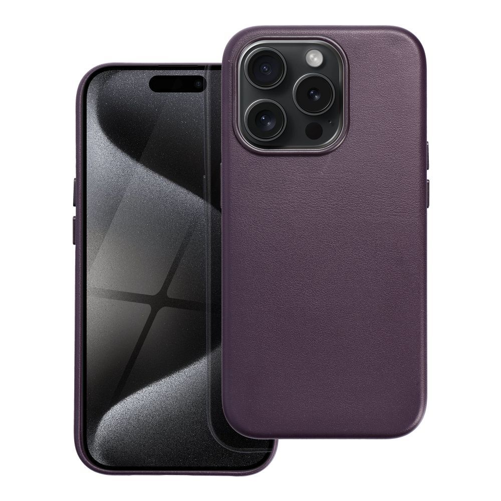 Kožený obal MAG COVER case pre IPHONE 15 Pro tmavo fialový
