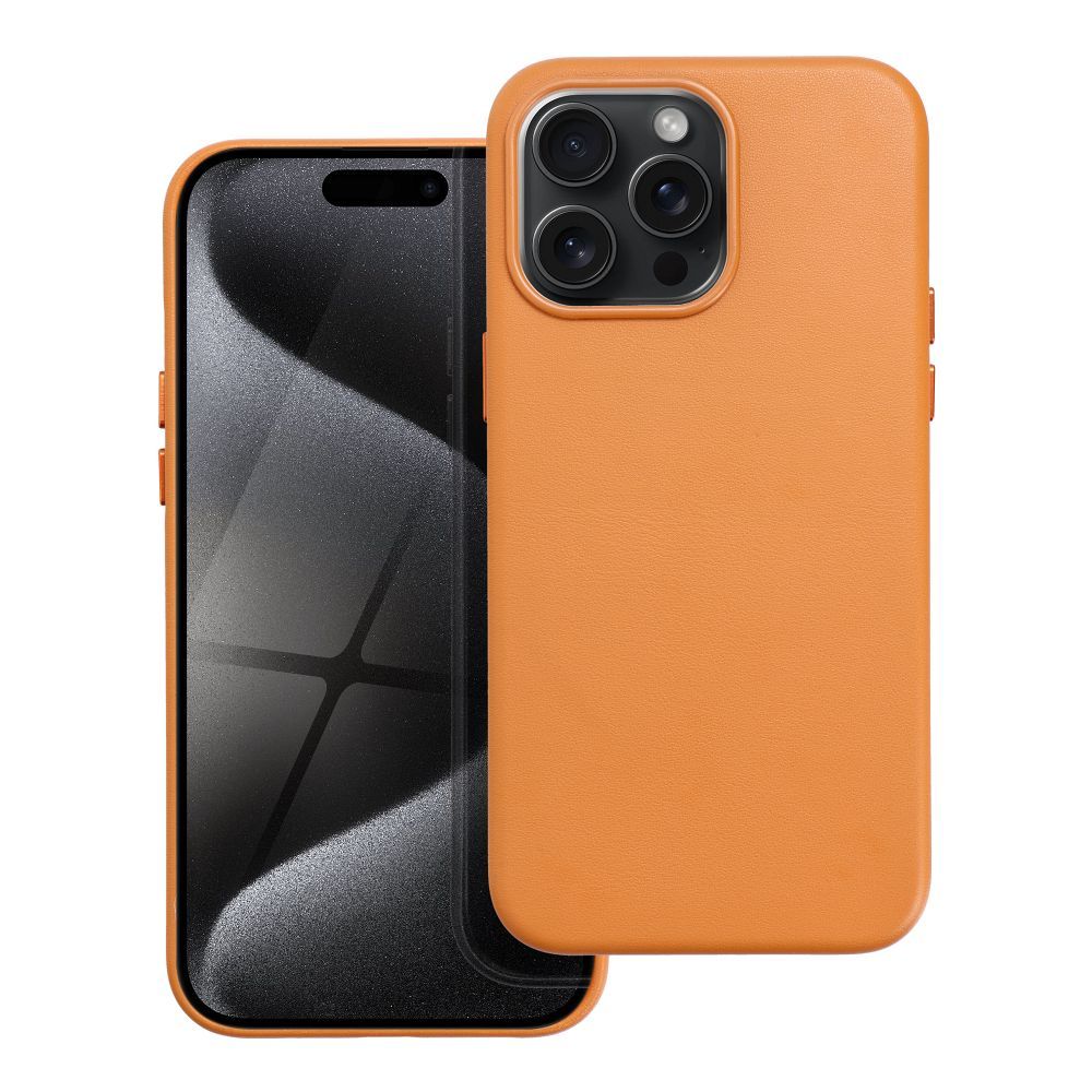 Kožený obal MAG COVER case pre IPHONE 15 Pro Max oranžový