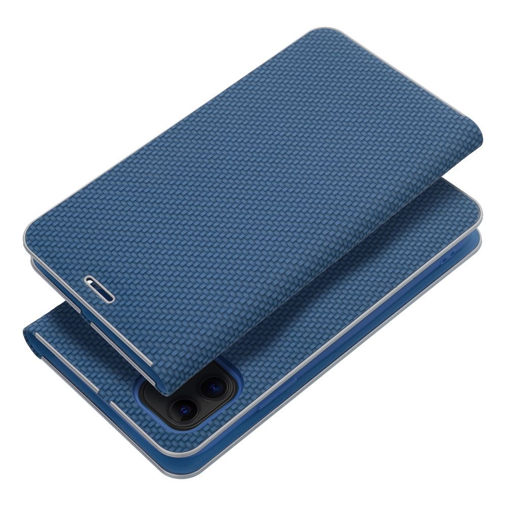 Puzdro LUNA Book Carbon pre IPHONE 15 Pro Max modré