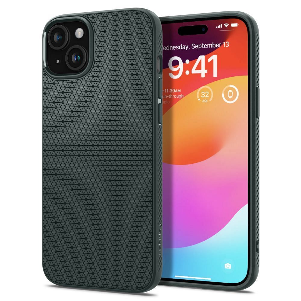 Elegantný obal SPIGEN  LIQUID AIR pre IPHONE 15 zelený