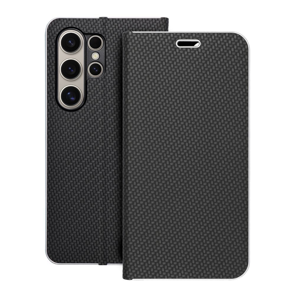 Puzdro LUNA Book Carbon pre SAMSUNG S24 Ultra čierne