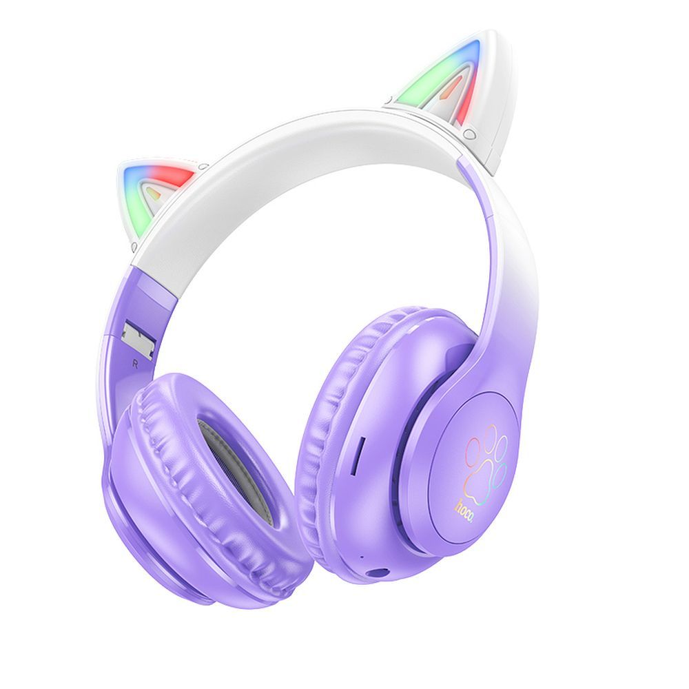Detské bezdrôtové slúchadlá HOCO bluetooth W42 Cat Ear fialové