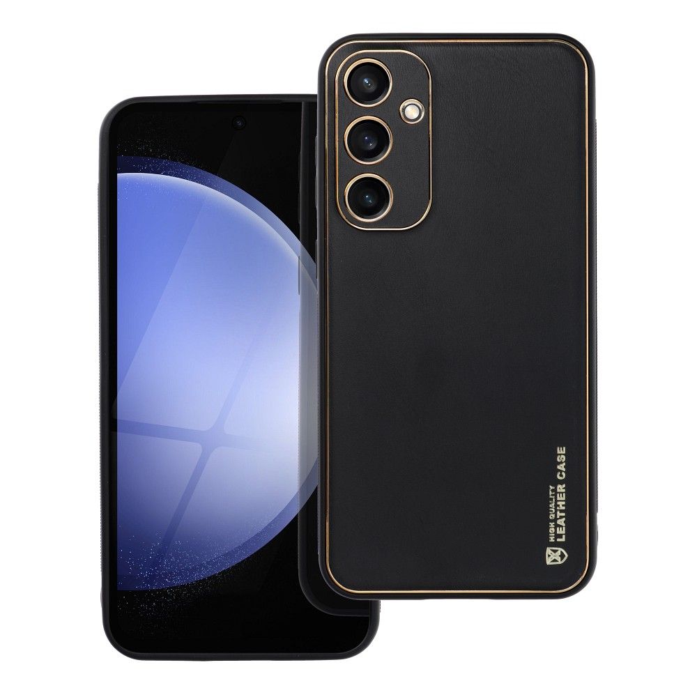Kryt LEATHER case pre SAMSUNG S23 FE čierny