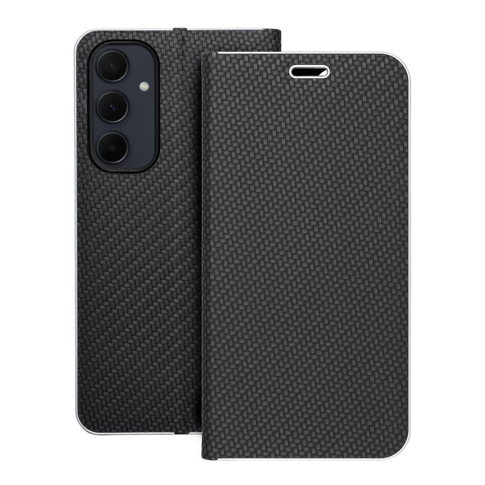 Puzdro LUNA Book Carbon pre SAMSUNG A35 5G čierne