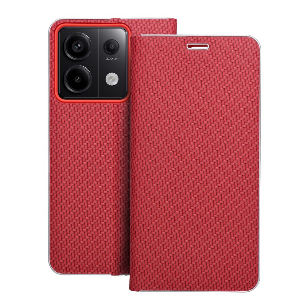 Puzdro LUNA Book Carbon pre XIAOMI  Redmi Note 13 Pro 5G  červené