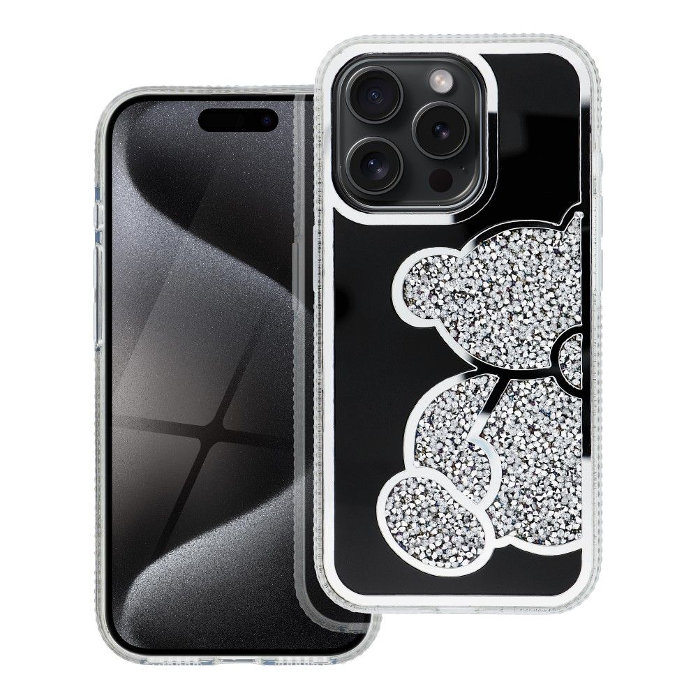 Štýlový kryt TEDDY BEAR pre IPHONE 14 Pro strieborný