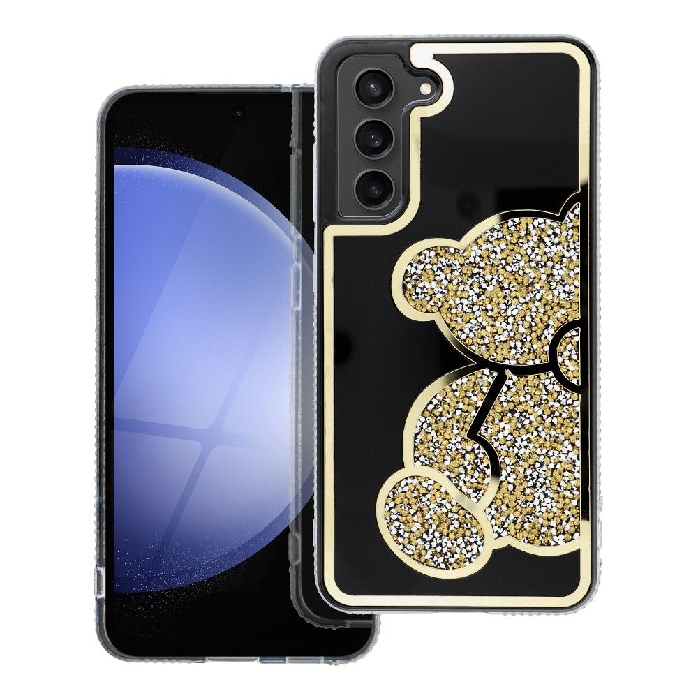 Štýlový kryt TEDDY BEAR pre SAMSUNG S21 FE zlatý