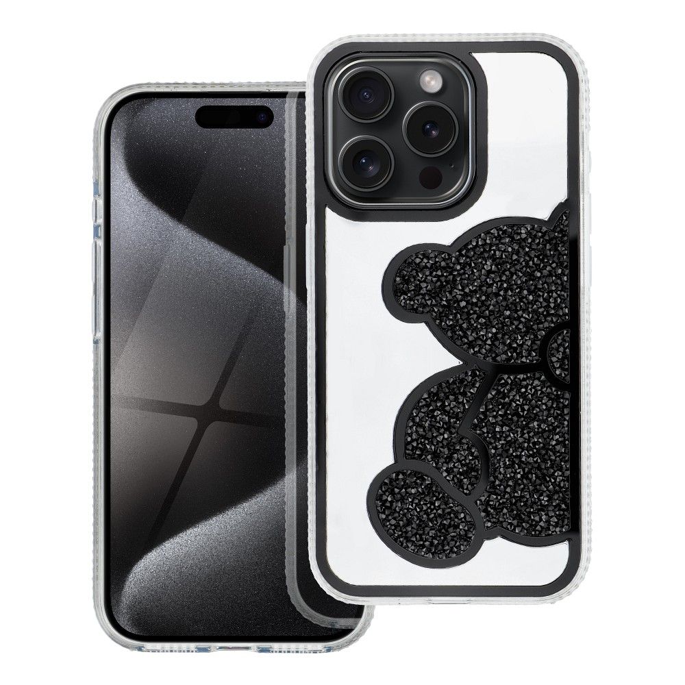 Štýlový kryt Case for iPhone 16 Teddy Bear čierny