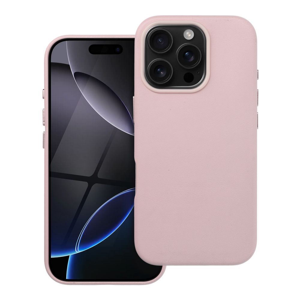Kožený obal MAG COVER case pre IPHONE 16 Pro pieskovo ružový