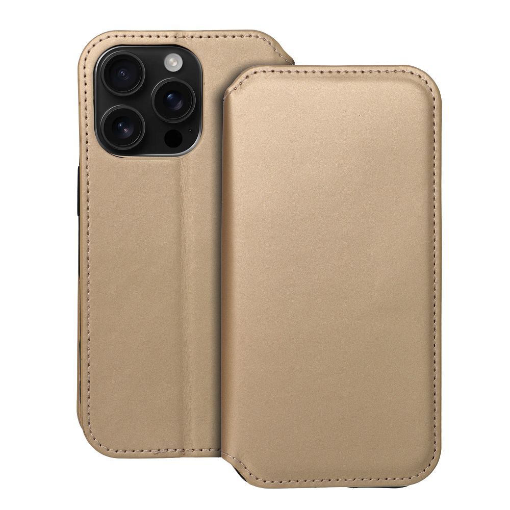 Obal DUAL POCKET Book case pre IPHONE 16 Pro zlatý
