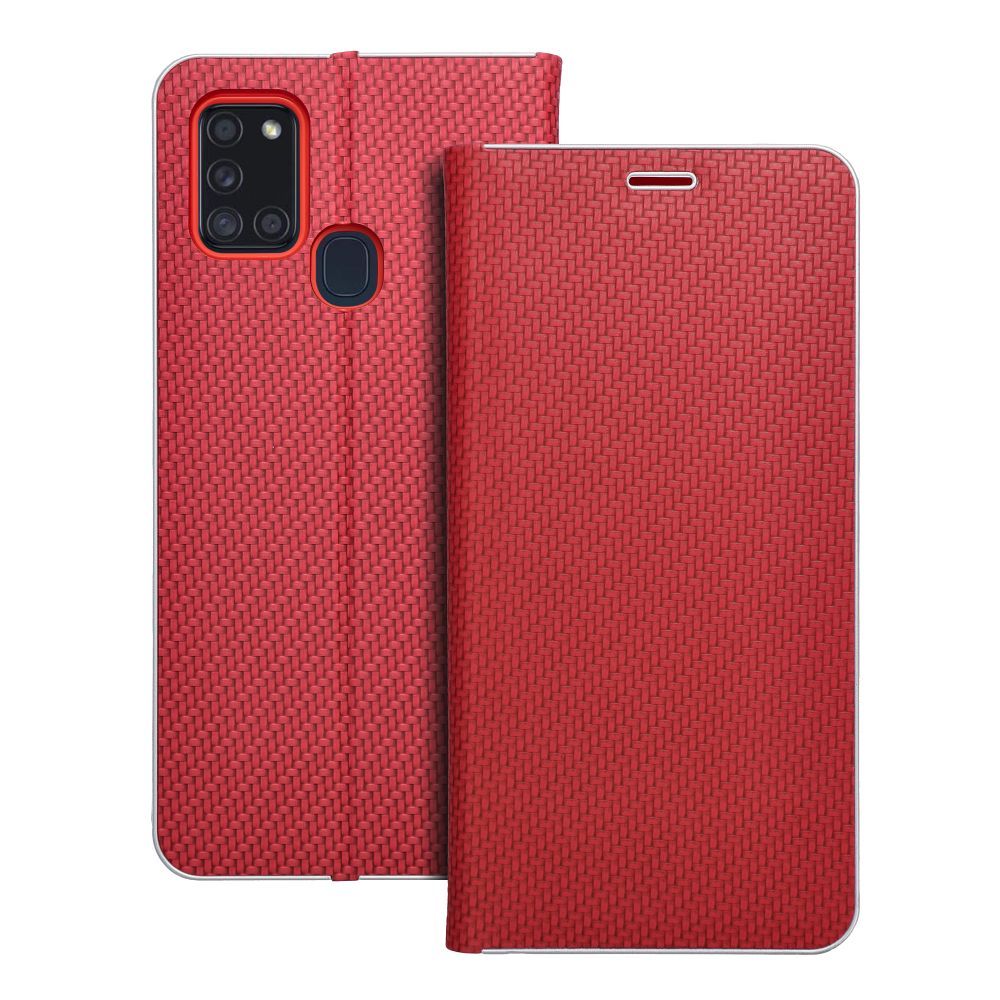 Puzdro LUNA Book Carbon pre SAMSUNG A21s  červené
