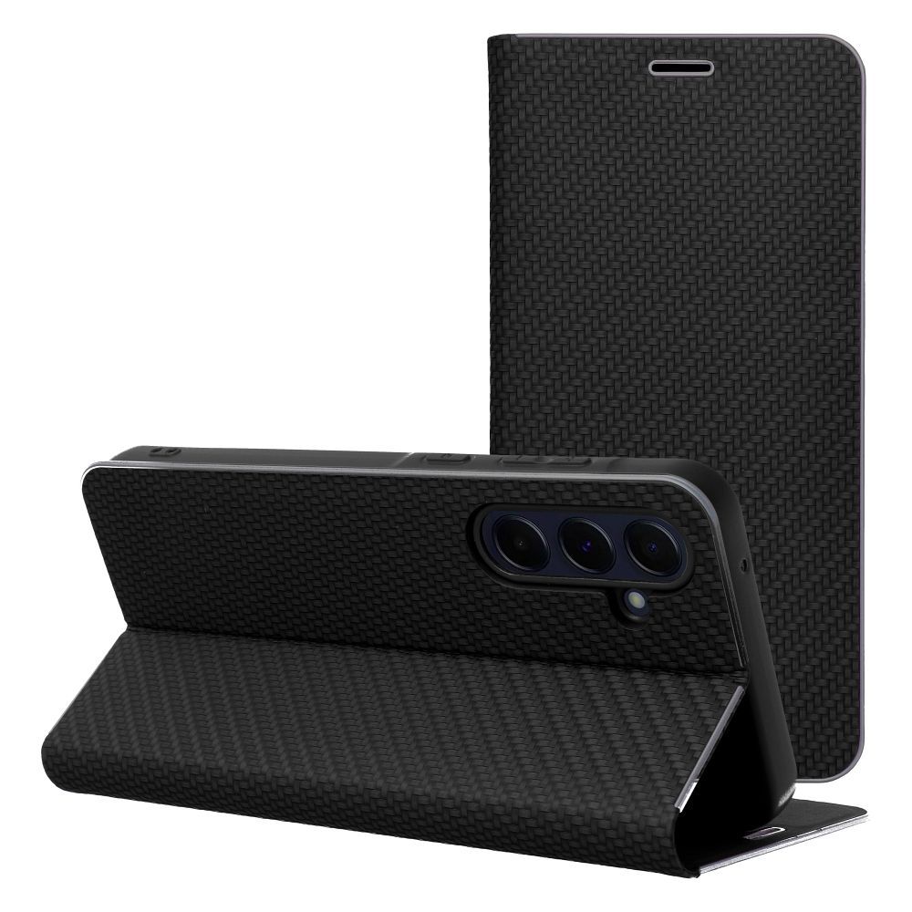 Puzdro LUNA Book Carbon pre SAMSUNG S25 čierne