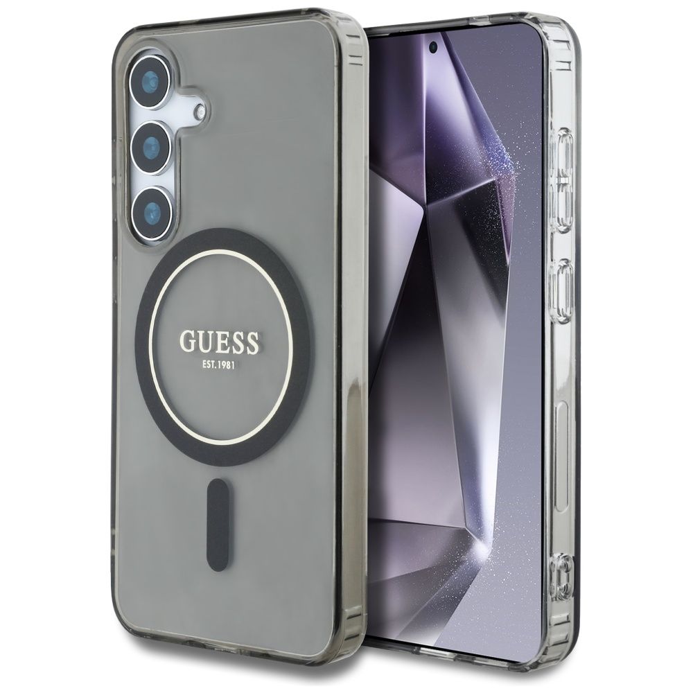 GUESS pre SAMSUNG S25 GUHMS25SHFGEREK (Magnetic IML Glitter Circle) čierne