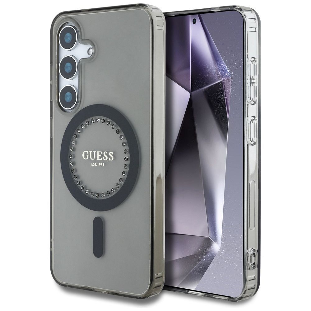 GUESS pre SAMSUNG S25 GUHMS25SPFTDTEK (Magnetic IML Rhinestones) čierne