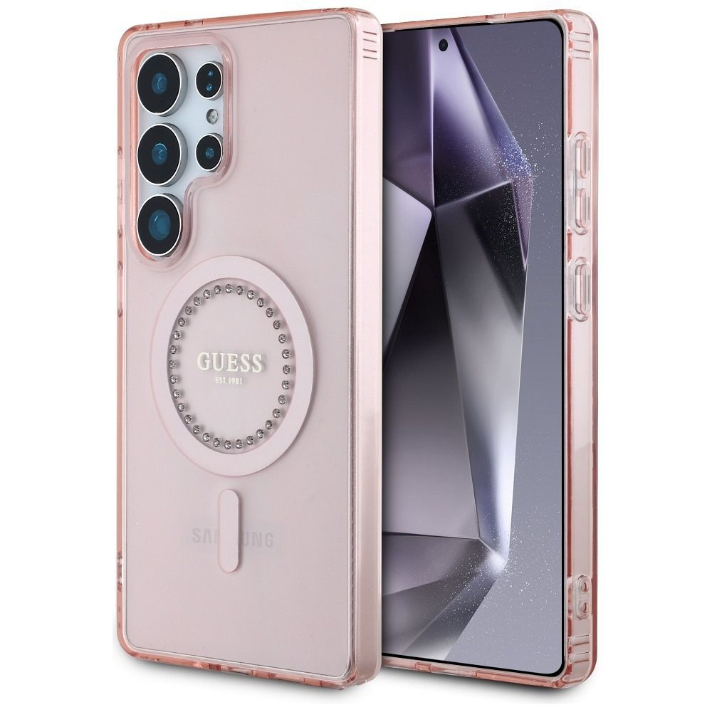 GUESS pre SAMSUNG S25 Ultra GUHMS25LPFTDTEP (Magnetic IML Rhinestones) ružové