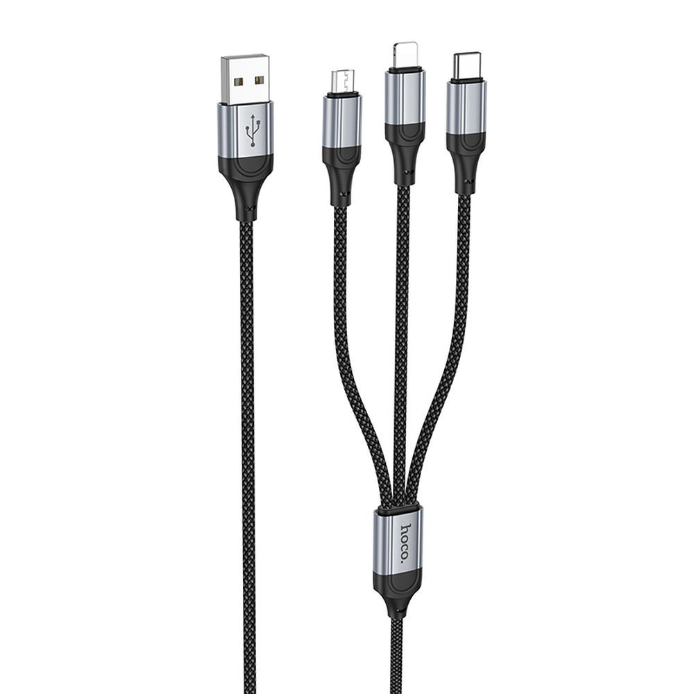 HOCO kábel 3v1 USB-A na Lightning / Micro USB / USB-C 2,4A X102 1 m čierny