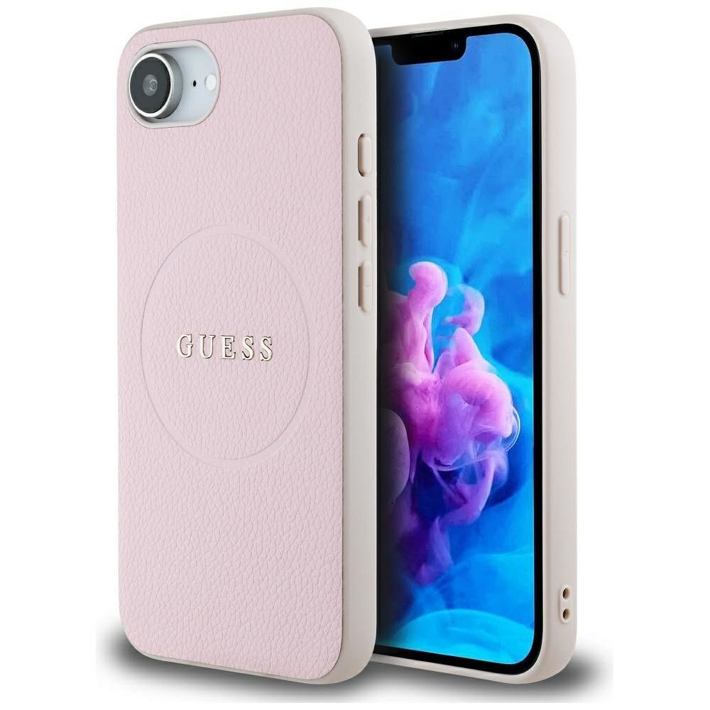GUESS pre IPHONE 16e (SE 4 2025) s MagSafe GUHMPSE4PGHSMMP (PU Grained zlaté Ring) ružové