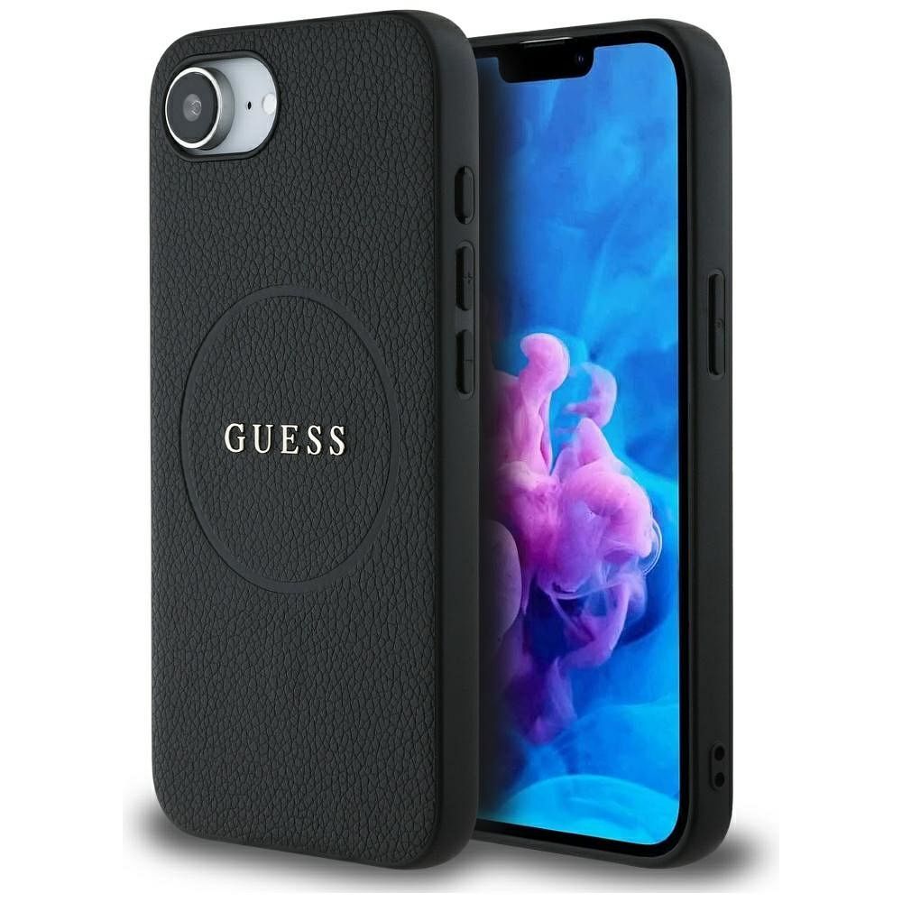 GUESS pre IPHONE 16e (SE 4 2025) s MagSafe GUHMPSE4PGHSMMK (PU Grained zlaté Ring) čierne