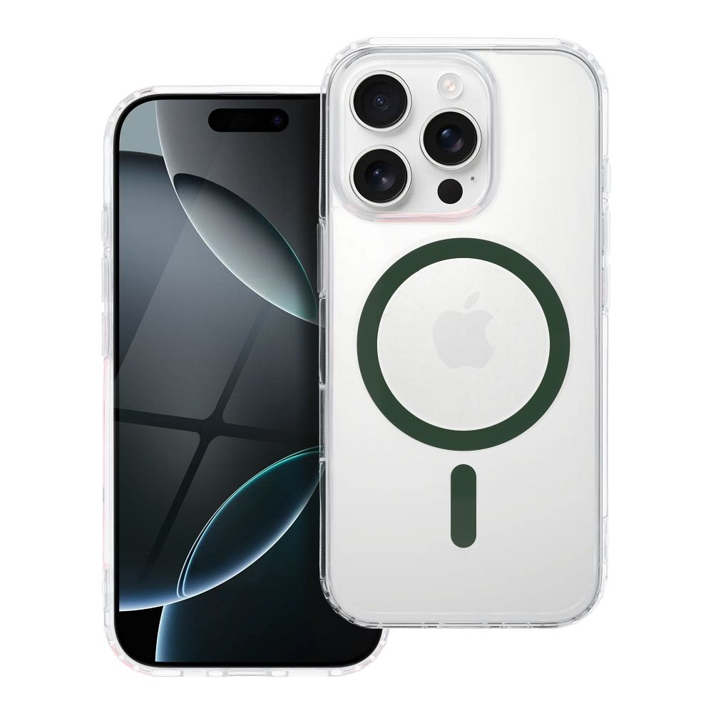 Priehľadný obal s for IPHONE 15 PRO MAX tmavo zelený
