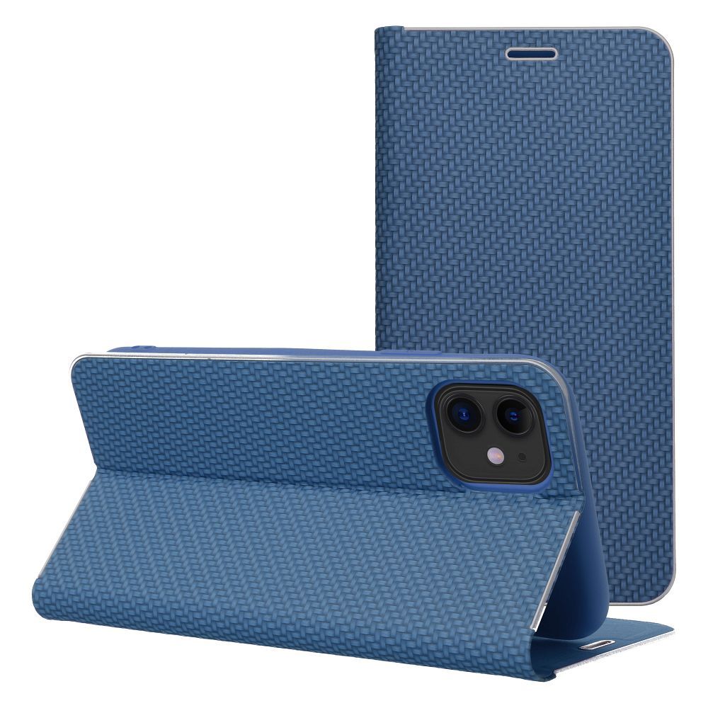 Puzdro LUNA Book Carbon pre IPHONE 16e (SE 4 2025) modré