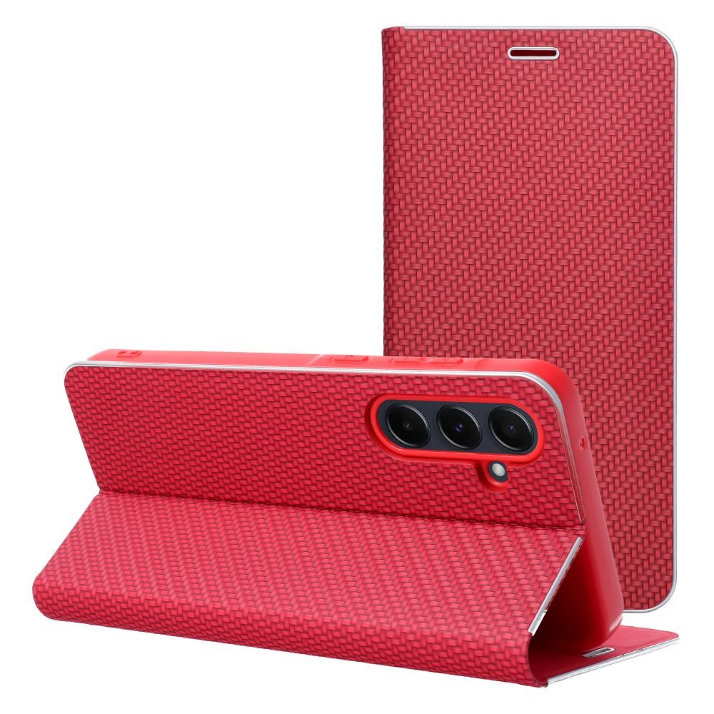 Puzdro LUNA Book Carbon pre SAMSUNG S25 Edge  červené