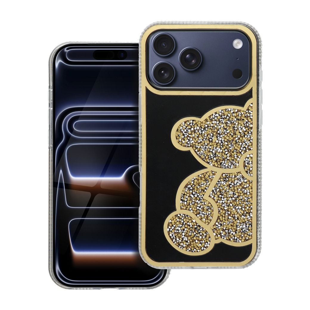 Štýlový kryt Case for iPhone 17 PRO MAX Teddy Bear zlatý