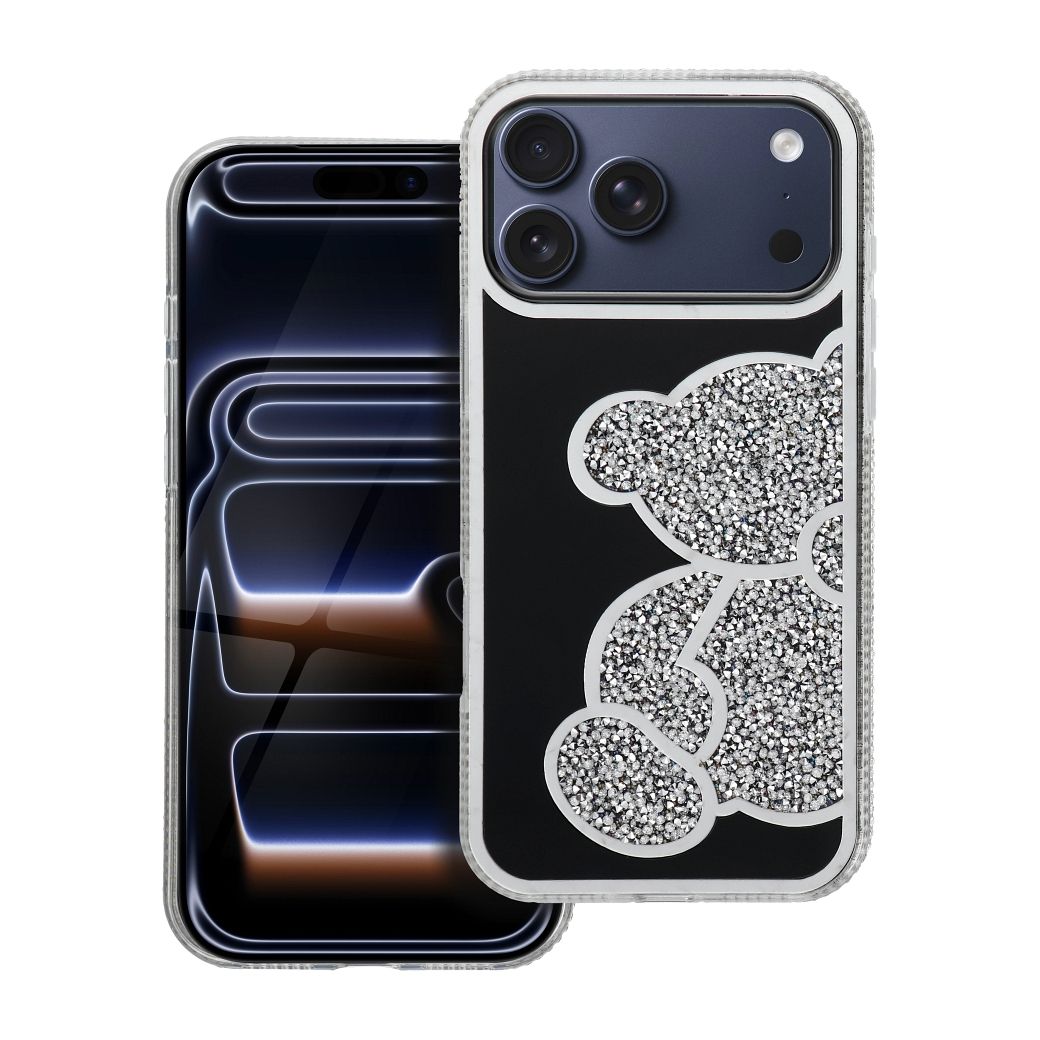 Štýlový kryt Case for iPhone 17 PRO MAX Teddy Bear strieborný