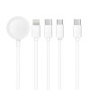 Nabíjací kábel 4v1, USB-C > USB-C/ Lightning/ micro USB/ Apple Watch 3W, 1.2m, biely, C3186
