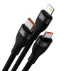 Kábel 3v1 Baseus USB-A > USB-C/ microUSB/ Lightning 100W 1.2 m čierny  CASS030001
