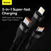 Kábel 3v1 Baseus USB-A > USB-C/ microUSB/ Lightning 100W 1.2 m čierny  CASS030001