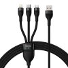 Kábel 3v1 BASEUS USB-A > USB-C/ microUSB/ Lightning 66W 1.2 m čierny CASS040001