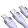 Kábel 4v1 USB-A/ USB-C > microUSB/ Lightning/ USB-C 100W 1.2 m fialový CASS030105