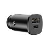 Nabíjačka do auta BASEUS Square Metal USB + Type C QC3.0 PD 30W čierna CCALL-AS01/BS-C15C