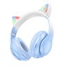 Detské bezdrôtové slúchadlá HOCO bluetooth W42 Cat Ear modré