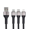 Dátový kábel Blue Star - 3v1 micro USB, USB C a Lightning, 3A, čierny