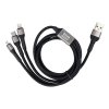 Dátový kábel Blue Star - 3v1 micro USB, USB C a Lightning, 3A, čierny