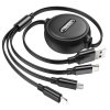 HOCO kábel USB 3v1 Lightning + microUSB + USB-C 2A X75 čierny