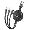 HOCO kábel USB 3v1 Lightning + microUSB + USB-C 2A X75 čierny