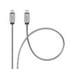 Kovový kábel FORCELL USB-C na USB-C QC4.0 5A/20V PD100W E-mark 1m strieborný (C239)