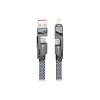 Nabíjací kábel kábel 4v1 FORCELL F-ENERGY USB-C / USB-A na USB-C / Lightning QC PD 3A 60W 1m chróm C241