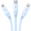 Nabíjací, navíjací kábel BASEUS 3v1 USB-A na Micro USB / Lightning / USB-C 1,1m modrá farba (CB000063)