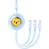 Nabíjací, navíjací kábel BASEUS 3v1 USB-A na Micro USB / Lightning / USB-C 1,1m modrá farba (CB000063)
