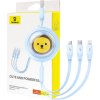 Nabíjací, navíjací kábel BASEUS 3v1 USB-A na Micro USB / Lightning / USB-C 1,1m modrá farba (CB000063)