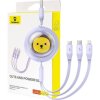 Nabíjací, navíjací kábel BASEUS 3v1 USB-A na Micro USB / Lightning / USB-C 1,1m fialová farba (CB000063)
