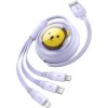 Nabíjací, navíjací kábel BASEUS 3v1 USB-A na Micro USB / Lightning / USB-C 1,1m fialová farba (CB000063)