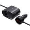 Nabíjačka do auta BASEUS, USB-A + USB-C + 2 x zapaľovač cigariet, čierna farba (PD 5A 30W C00455300121-00)