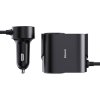 Nabíjačka do auta BASEUS, USB-A + USB-C + 2 x zapaľovač cigariet, čierna farba (PD 5A 30W C00455300121-00)