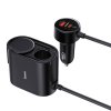 Nabíjačka do auta BASEUS, USB-A + USB-C + 2 x zapaľovač cigariet, čierna farba (PD 5A 30W C00455300121-00)
